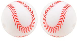 Decoendiy Silikon-Sportballperlen (15 mm), Fußball, Basketball, Volleyball, Baseball, für DIY-Armbänder und Schlüsselanhänger, Bastelbedarf für Erwachsene, Sportfans, Sportler, Trainer, 20 Stück