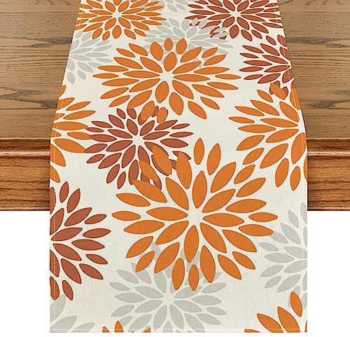 Artoid Mode Runner da Tavola Autunno Motivo Dahlie Floreale Arancione 40 x 140 cm