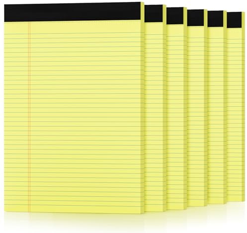Aidunmis 6 Pack Yellow Legal Pads 8.5 x 11 College Ruled Lined Writing Note Pads 8.5 x 11 Narrow Ruled Yellow Paper Pads Legal Pad 8.5x11 Pads of Paper 30 Sheets Writing Pad Legal Notepads 8.5x11