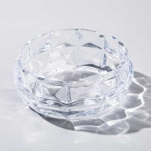 Cenicero de cristal para cigarrillos y cigarros – Decoración de mesa para el hogar y la oficina (transparente, 15 cm)