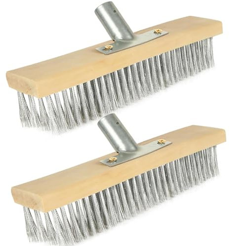 AYSUM Besenkopf aus Draht, strapazierfähig, 30,5 cm, Kehrbürste für Terrassendielen, Pflaster, Terrasse, Wege, Einfahrten, 2 Stück