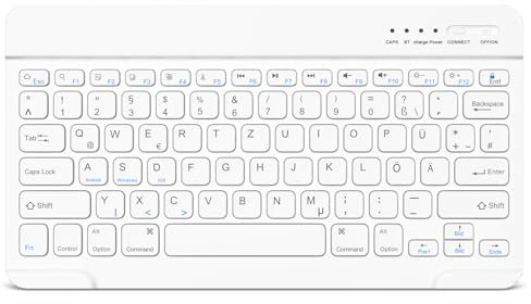 Bluetooth Tastatur, Bluetooth Keyboard, German Layout QWERTZ Lightweight Portable Wireless Keyboard for iPhone, iPad, Samsung, Lenovo, Huawei, Kompatibel Windows, Android, IOS