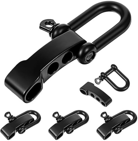 4 Pcs Paracord Survival Bracelet With Metal Alloy Shackle Buckle, Three-Holes Adjustable D Ring, Umbrella Rope M5 for Camping and Emergency