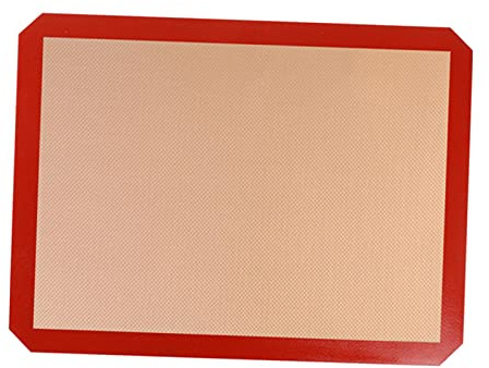 Alfombrillas de silicona antiadherentes resistentes al calor para postres, tartas, macarrones, blanco y rojo, 40 x 30 cm
