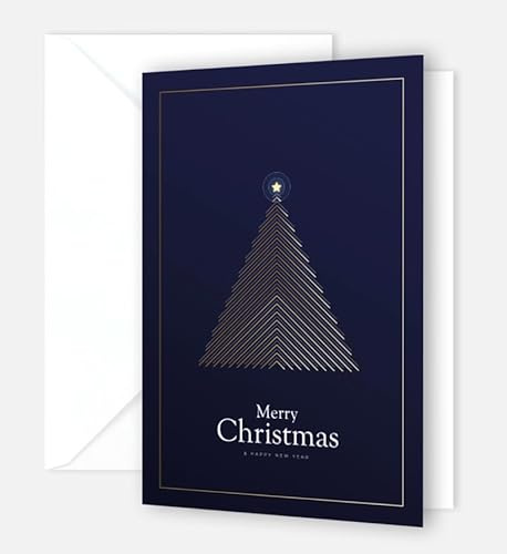 30 eleganti biglietti di Natale con busta, 12 x 18 cm, pieghevoli, per aziende, biglietti di auguri di Natale
