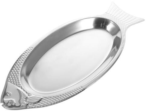 Toyvian Plato de Pescado de Acero Inoxidable con Diseño Realista Forma de Pez Resistente y Antideslizante Bandeja para Servir y Cocinar al Vapor para Reuniones Familiares y Restaurantes