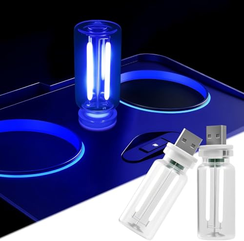 joonnair 2 x Retro Lámparas de Coche, luz Azul, Mantener pulsado para Ajustar la luminosidad de Manera Continua, Luces Interior Coche USB, luz de Noche, Luz Ambiental USB LED para Automóvil para Leer