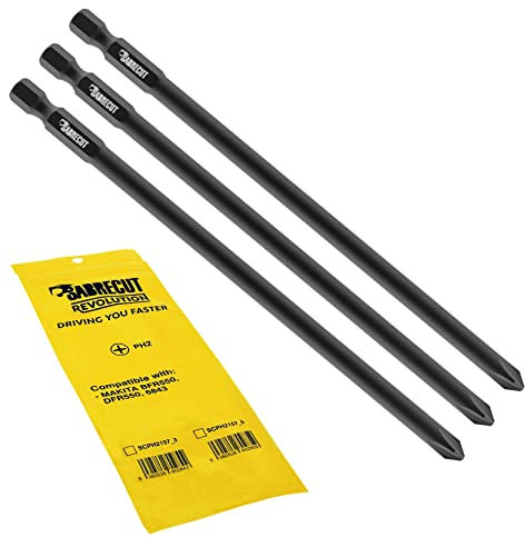 3 x SabreCut SCPH2157_3 157mm PH2 Autofeed Collated Drywall Screwdriver Gun Bit Single Ended Phillips No.2 Heavy Duty Compatible with Makita BFR550 6843 DFR550
