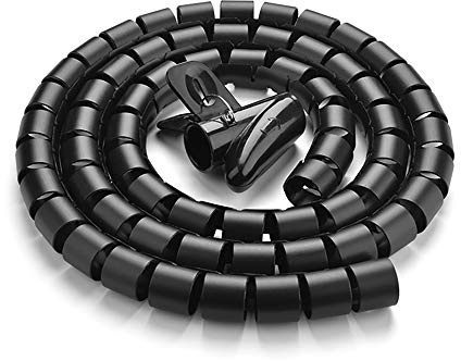 10FT Cable Management Sleeve Cord Bundler 0.8 Diameter w/Zip Clip Zipper Wire Wrap Cord Organizer Cable Tube Hider Flexible & Expandable Home & Office Wire Concealer for PC TV Computer Cinema