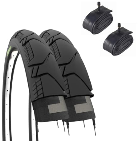 ECOVELO Copertoni 700x45c (29 X 1.75) + Camere 2 Neumáticos 700 x 45C (29 x 1,75) + Cámaras Válvula America, Adultos Unisex, Negro