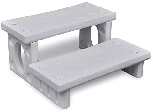 pedkit Whirlpooltreppe - rutschfeste Oberfl?Che - Kunststoff Wei? 70 x 65 x 34 cm (L x B x H) für Runde und Eckige Pools
