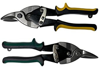 2 forbici professionali per lamiera, per taglio a destra e sinistra, 250 mm