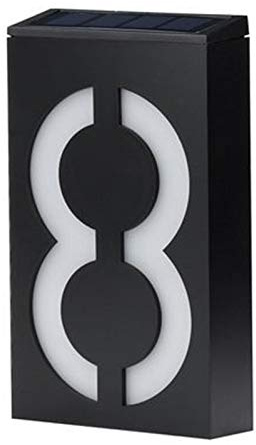 VALINK Placa solar LED con números de casa para exteriores, placa solar con números para casa, casa, calle, jardín, patio