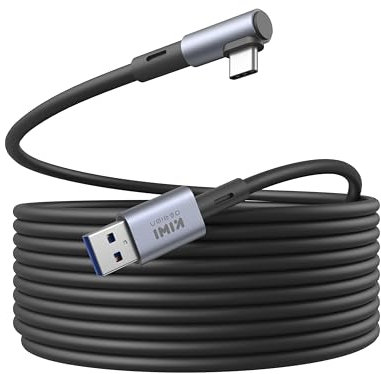 KIWI design Link Kabel Kompatibel mit Quest 3S/3/2/1/Pro, und Pico 4, 5M mit Kabel Clip, High Speed PC Datenübertragung, USB 3.0 zu USB C Kabel für VR Headset