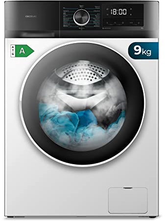 Cecotec Lavadora 9Kg Carga Frontal Bolero Dresscode 9500 Inverter A. 1900W, 1400 rpm, Motor Inverter Plus, Bajo Consumo, 16 Programas, SteamMax, Delay Start, Blanco