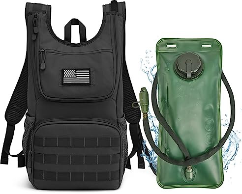 G4Free Militär Trinkrucksack Rucksäck mit 2L Verbesserter Blase Trinkblasen Wanderrucksäcke für Wandern Radfahren Laufen Ausflug und Klettern