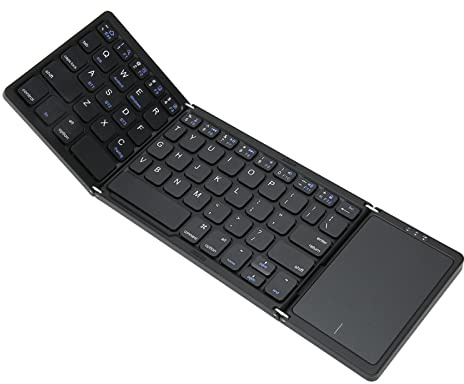 Vikbart Bluetooth-Tangentbord, Hopfällbart Bärbart Trådlöst Tangentbord med Pekplatta, USB-uppladdningsbart BT Trådlöst Tangentbord för Android Windows Smartphone Tablet
