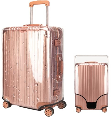 Veki Housse de Protection pour Bagages Étanche à la Poussière, Housse de Valise Imperméable PVC Transparent, Réutilisable Luggage Cover de Voyage Lavable (Entièrement fermé, 20pouce)