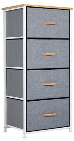 Panana Dresser Storage Tower Bedroom Cabinet Stand with Removable Fabric Drawers Bins for Closet - Steel Frame, Wood Top Organizer for Bedroom, Entryway, Closet, (4 Drawer)