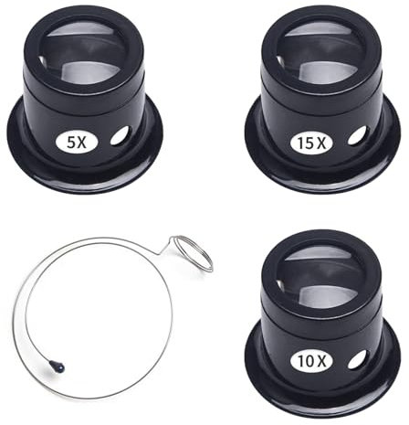 Uhrmacherlupe, Uhrenlupe, Juwelierlupe, Lupenbrille Monokular, Uhrenreparaturlupe, Schmuck Lupe, Gravuren Lupe, Uhrmacher Auge Okular, Uhrmacherlupe Vergroesserungsglas, 5X10X 15X Lupe