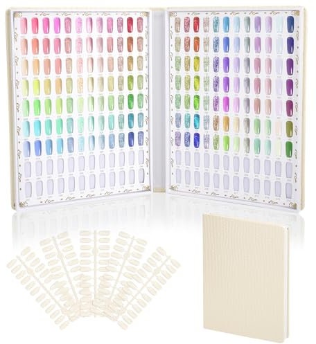 Segbeauty Presentoir Ongles Nuancier, Nail Affichage Graphique 216 Couleur, avec 240 Pcs Faux Ongles, Livre Ongle Nail Couleur Affichage, Accesoire Ongles Professionnel (Beige)