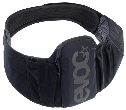 EVOC TRAIL BELT höftväska, bältesväska (för smartphones upp till 6,4 tum, ergonomisk design, AIR TUNE SYSTEM, flexibelt AIRO FLEX höftbälte), svart