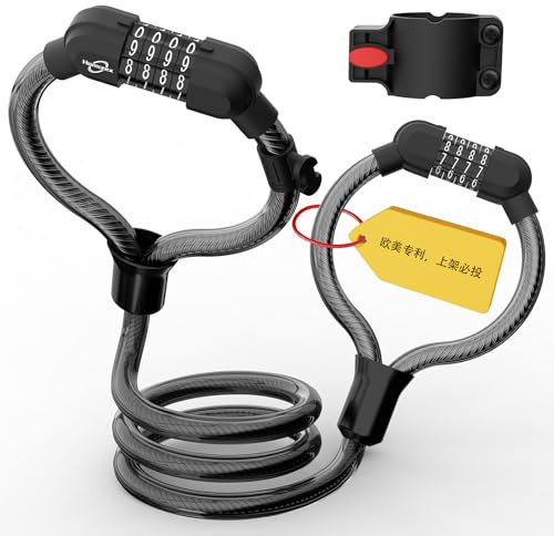Honszex Candado de Combinación 105cm para Patinete Eléctrico y Bicicleta - Cable Antirrobo con Soporte Incluido