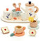 PairPear Wooden Toy Tea Party Set for Kids Pretend Play Kitchen Accessories for Kids Role Play Tea Party Gift for Girls Boys Toddlers