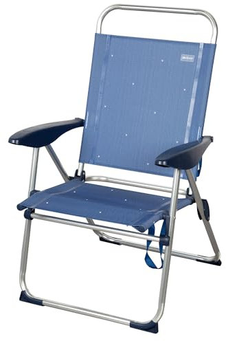 AKTIVE Strandstuhl, klappbar, 65 x 60 x 38/96 cm, verstellbare Rückenlehne, 4 Positionen, Gestell aus Aluminium, Textilene-Gewebe, Kippschutz, max. 110 kg, Blau, Modell La Palma (62415)