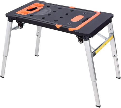 LEADALLWAY 7-in-1 Multi-Function Work Stool with Tool Storage, Non-Rechargeable, Heavy-Duty Adjustable Workshop Stool for Garage, Home, and Office Use