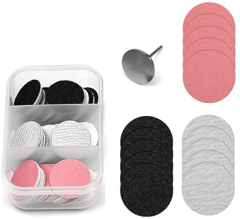 YUNYU 120-Piece Pedicure Sanding Disc Set – Includes 80/120/180/240 Grit Foot Grinder Pads, 1 Metal Bits & 25mm Replacement Sanding Paper, for Electric Callus Remover & Nail Drill Accessories