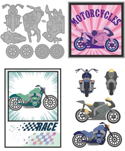 MAYJOYDIY Matrices de Découpe Moto et Roues Gabarits de Découpe en Métal Véhicule Machines de Gaufrage Pochoirs en Acier au Carbone Fabrication de Cartes Bricolage Scrapbooking Décoration de Cadeaux