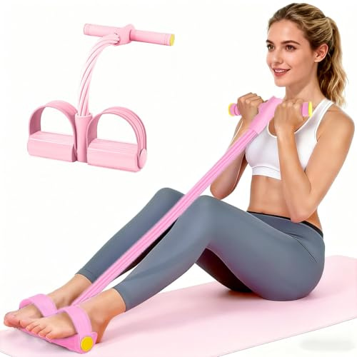 JClorix Bande de Résistance 6 Tubes avec Pédale, Corde de Tension Multifonction Élastique Musculation NBR Poignées Mousse pour Abdominaux Fessiers Jambes Bras Pilates