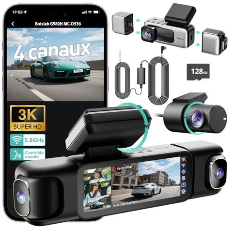 BOTSLAB Dashcam Auto 4 canali con kit hardwire