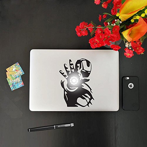 kamiustore Adesivo Iron Man Replica per MacBook Notebook e Pc Portatile - Sticker in Vinile Prespaziato (Nero, 13'')