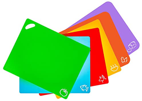 Axer 6x Tabla de Cortar Cocina Grande - Tabla Cortar Cocina Plastico Flexible - Tablas de Cocina BPA-Libre - Cutting Board Chopping Board Set