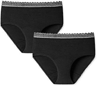 Schiesser 2 Pack Menstruationswäsche/Periodenslip Komfortschnitt Auslaufsicher-Secret Care Suspensorio, Negro_176300, 48-50 (Pack de 2) para Mujer