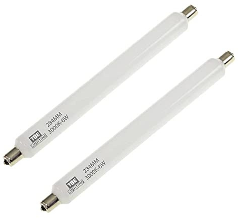 TBE Lighting Lampadina a striscia LED S15s da 6 W, confezione da 2 unità, lunghezza 284 mm, luce tubolare a specchio, non dimmerabile, aspettativa di vita 20.000 ore (3000 K, bianco caldo