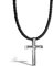 SERASAR Kreuzkette Lederkette Herren mit Kreuz Anhänger - 50cm Silber Lederkordelkette Schmuckschatulle für Echtleder Schmuckband