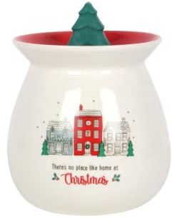 Elegante juego de regalo de quemador de cera de cerámica blanca No Place Like Home, 11 cm x 10,5 cm (1 unidad), diseño premium y atractivo elegante, ideal para uso diario