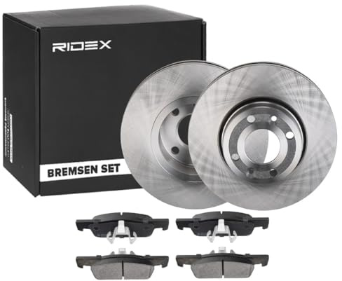 RIDEX 3405B1370 Juego para eje Kit de discos de freno y pastillas Delantero con clip de émbolo Compatible con RENAULT Clio IV Grandtour KH