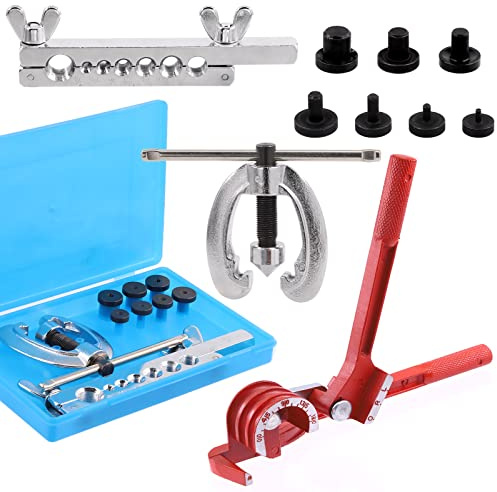 Wokape Flaring Tool Set, Incl Double & Single Flaring Tool Kit with Adapters 180 Degree 3 in 1 Tubing Bender for Plumbing Copper