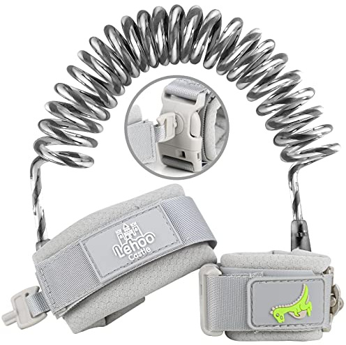 Lehoo Castle Baby Reins Anti Lost Safety Wrist Link,Toddler Reins with Lock for Walking, Child Safety Harness Walking Leash for Children Boys and Girls (Grey)