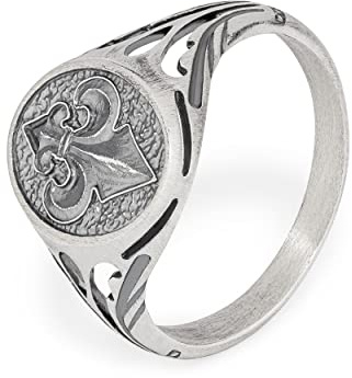 NKlaus 66mm Bague sceau Lys Bourbon 925 Argent Bague Templier Homme 14224