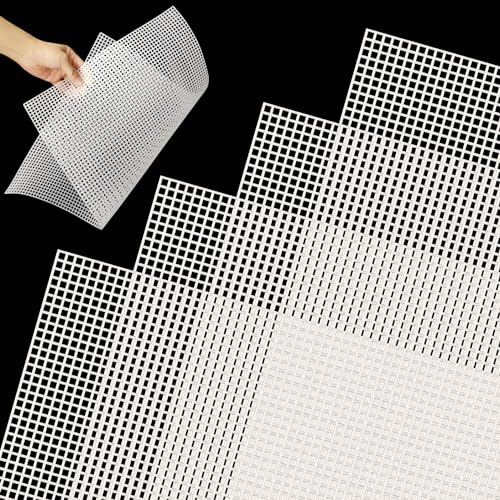 LYLIDIA Canevas pour Broderie 4 Pièces en Plastique - Toile à Gros Trous 4CT - Feuilles de Maille 50x33cm pour Sac et Projets de Crochet