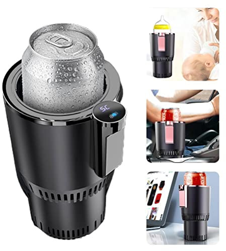 Klanata Smart 2 en 1 calentador y refrigerador de tazas para coche, soporte automático para tazas con funciones de refrigeración y calefacción, enfriador de bebidas aislante para (black)