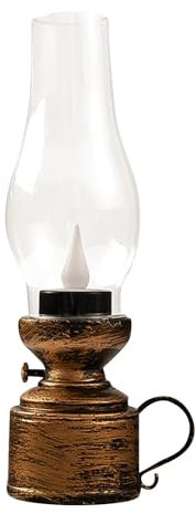 Lampe de Table rétro sans Flamme, Lampes à pétrole à LED, Tables de Chevet, Lampes à Huile, alimentées par Batterie, Bougie rétro, décoration de Chambre à Noël Jardin Intérieur (Bronze, 5.5x18cm)