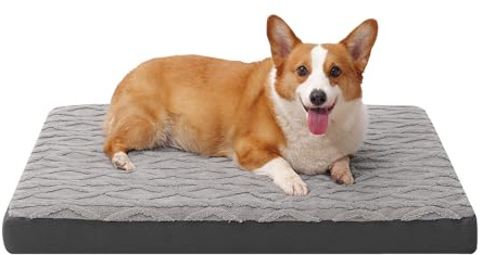 Maihandasi Orthopedic Dog Crate Bed – Waterproof Plush Pet Mattress with Removable Washable Cover, Non-Slip Bottom, Big Memory Foam Dog Bed for Crate, 36x27 Inch, Grey