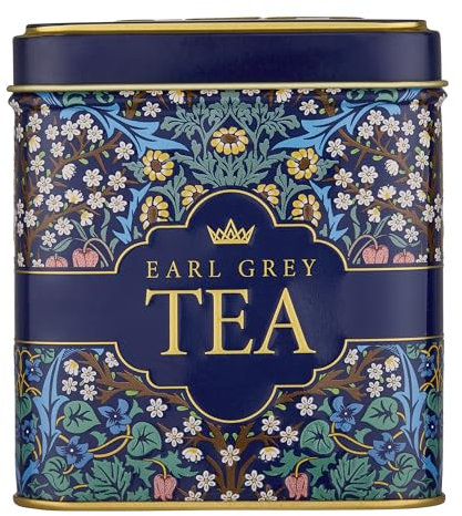 New English Teas Victorian Garden Tea Tin with 32 Earl Grey Teabags – Tapestry Inspired Tin with Decorative Daises