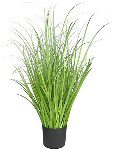 Aisamco Konstgjort dekorativt gräs, grön kruka, konstgjorda buskar, växt, vetegräs, falska blad, buskar, 55 cm hög för hemmakontor, trädgårdsdekoration